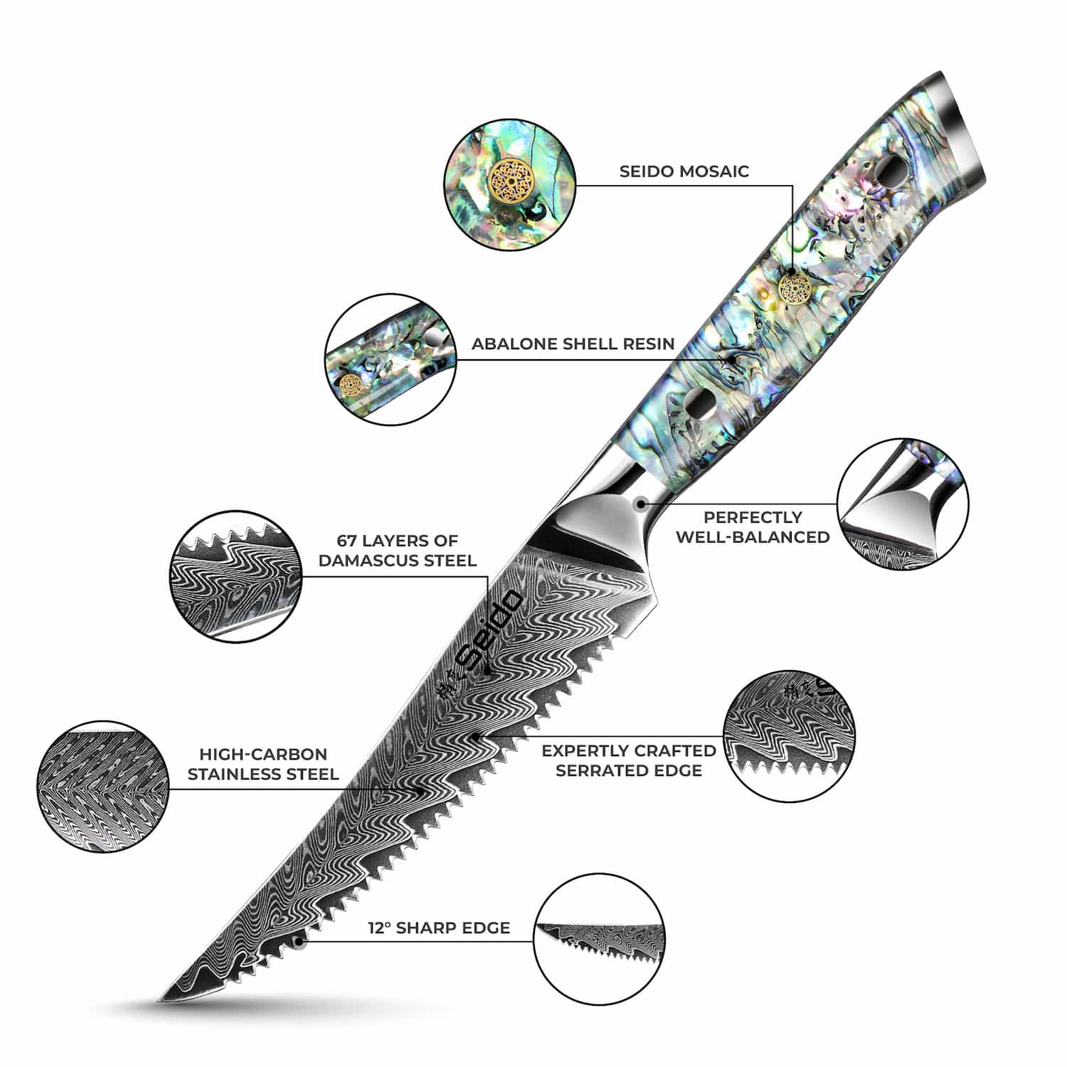 Awabi Serrated Steak Knives