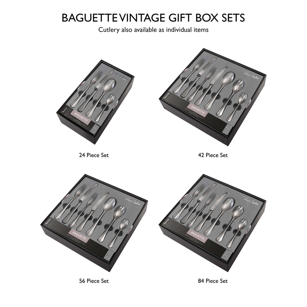 Baguette Vintage Cutlery Set, 96 Piece for 12 People - 12 Free Steak Knives
