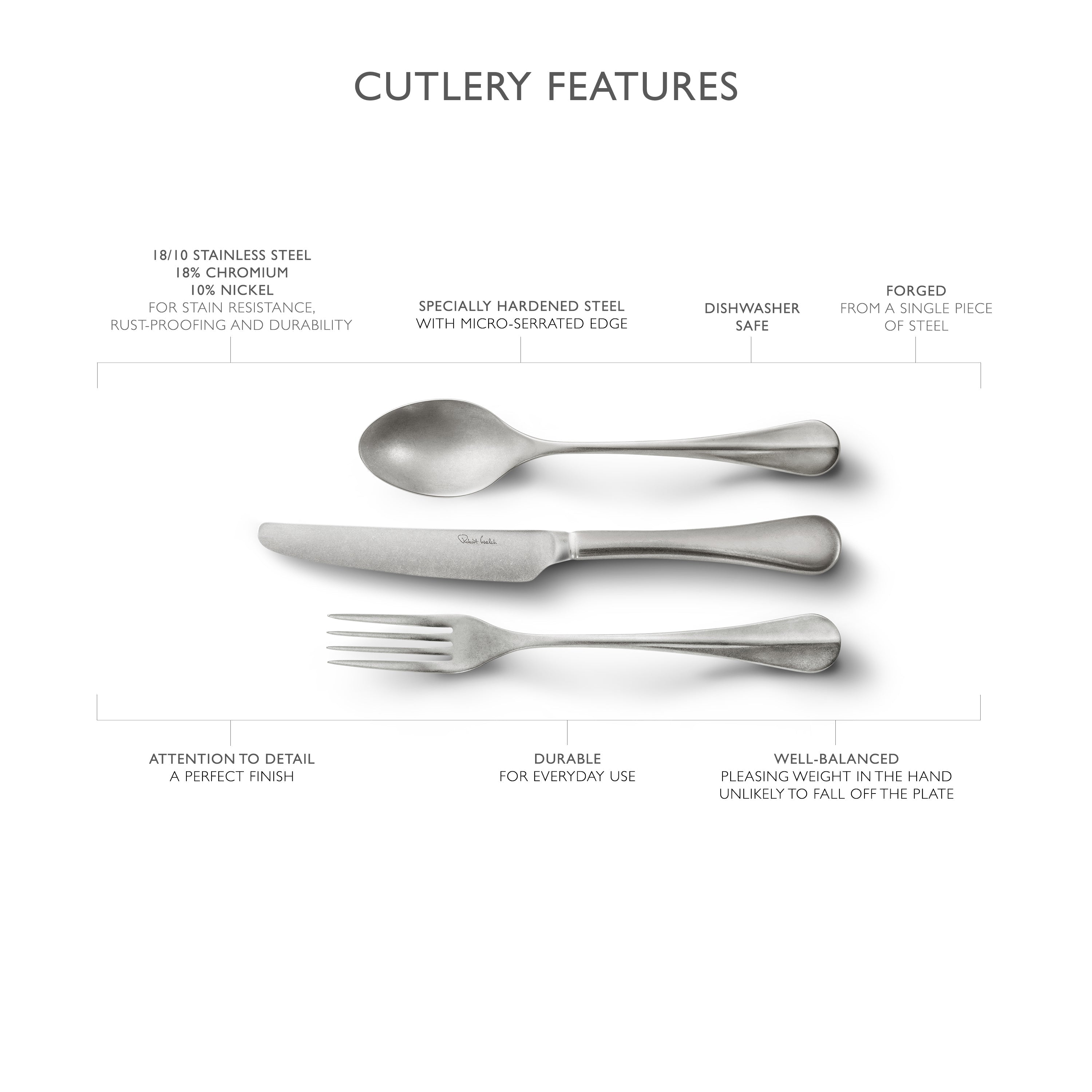 Baguette Vintage Cutlery Set, 96 Piece for 12 People - 12 Free Steak Knives