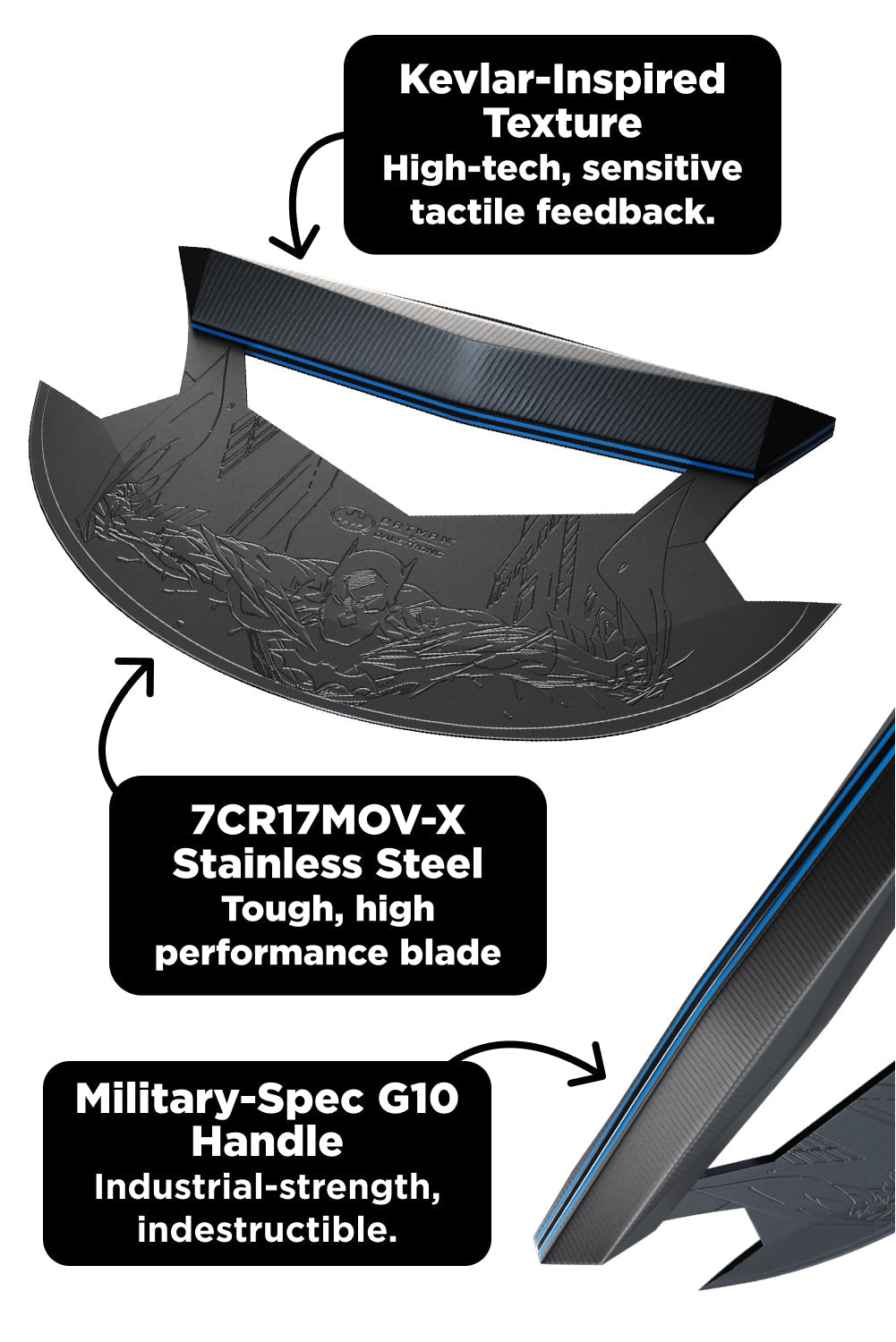 Ulu Knife 7" | Batman™ Edition | Shadow Black Series | Dalstrong ©
