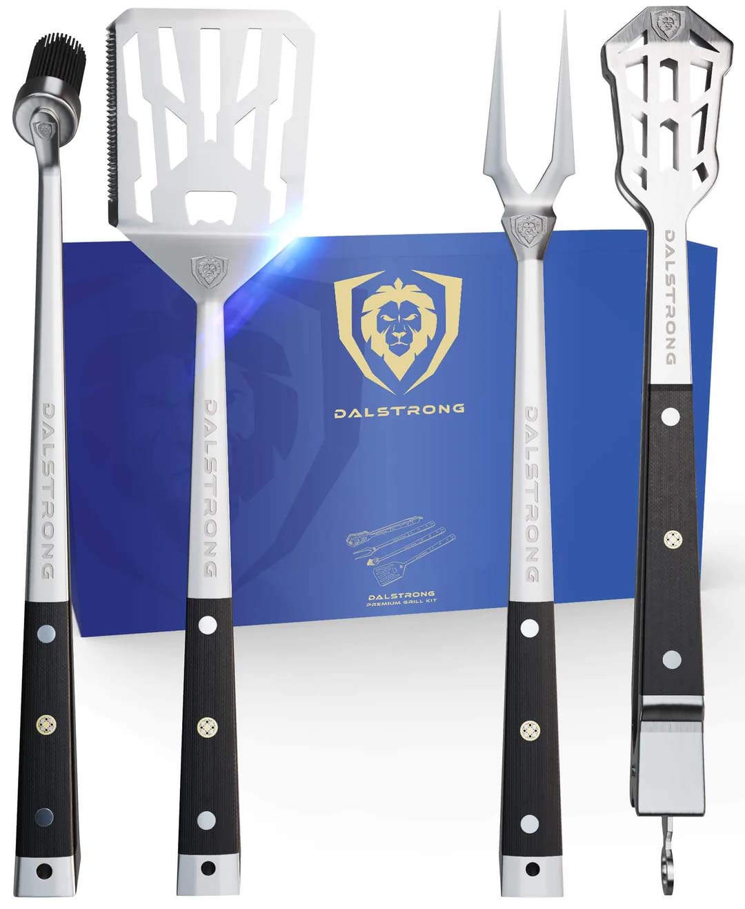 Tongs, Spatula, Fork, Silicone Brush | 4 Piece Premium Grill Kit | Dalstrong ©