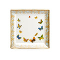 8" Butterflies with Blue Ornament Fine Porcelain Square Dessert Plate