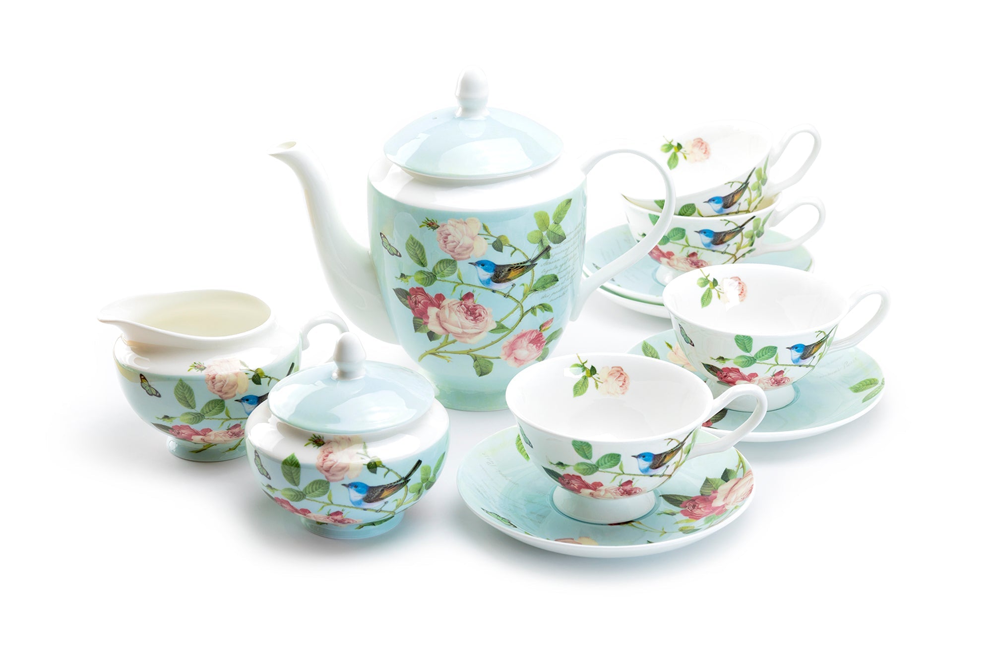 Blue Jay Bone China Tea Set
