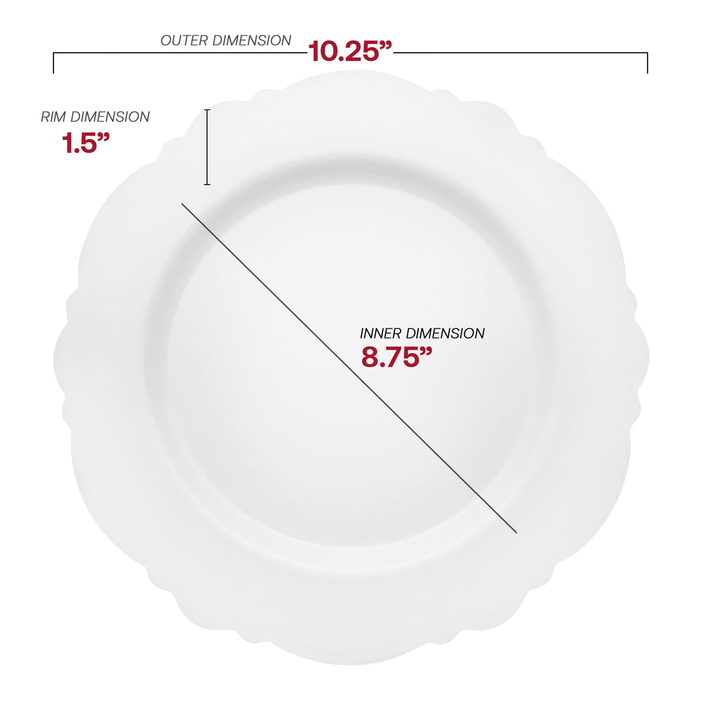 Solid White Round Blossom Disposable Plastic Dinnerware Value Set