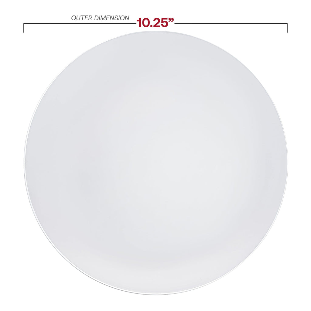 White with Silver Rim Organic Round Disposable Plastic Dinnerware Value Set