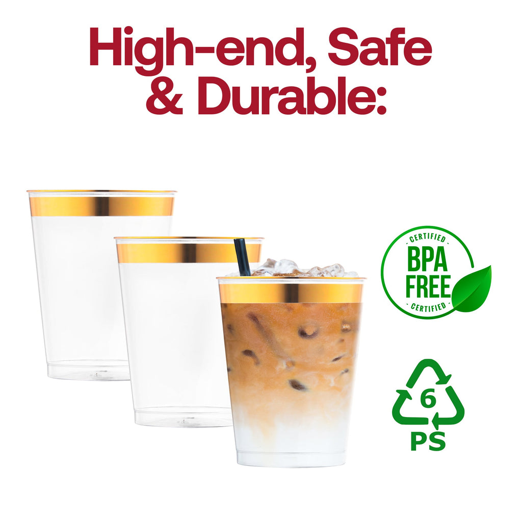 Clear with Metallic Gold Rim Round Tumblers (10 oz. )