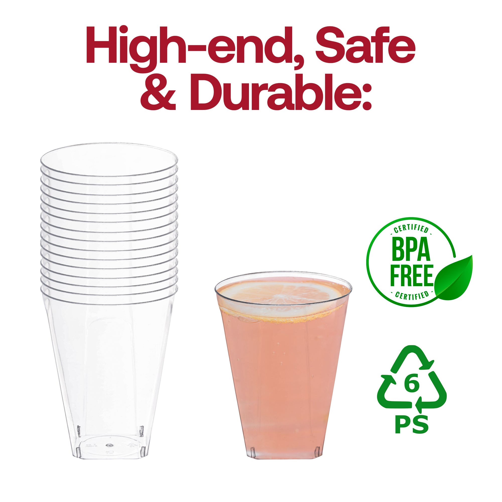 Clear Square Bottom Disposable Plastic Cups (7 oz. )