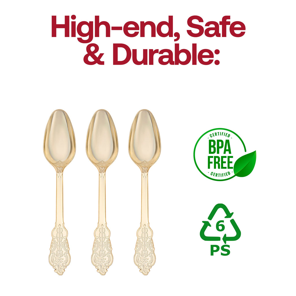 Shiny Baroque Gold Plastic Spoons