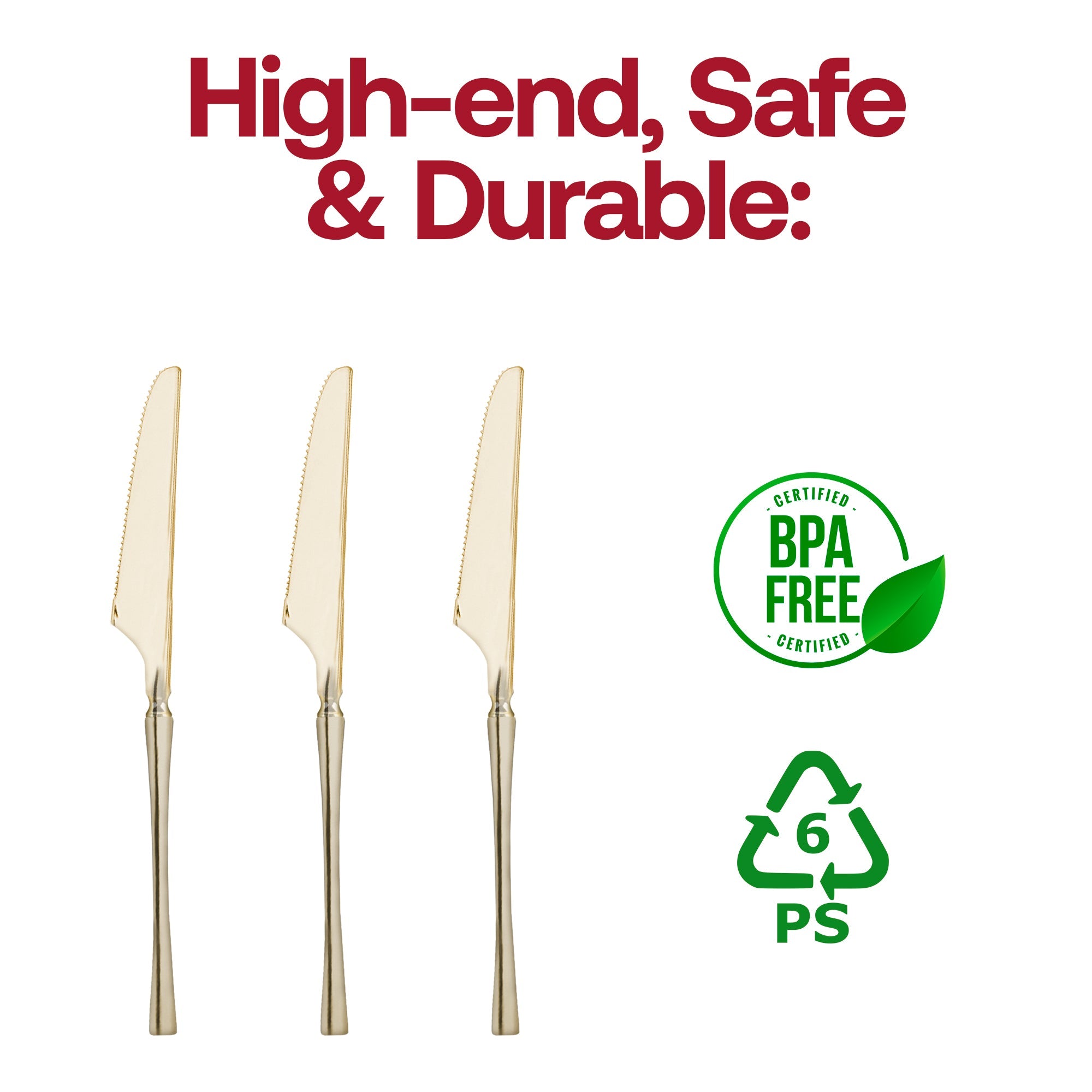 Shiny Gold Moderno Disposable Plastic Dinner Knives