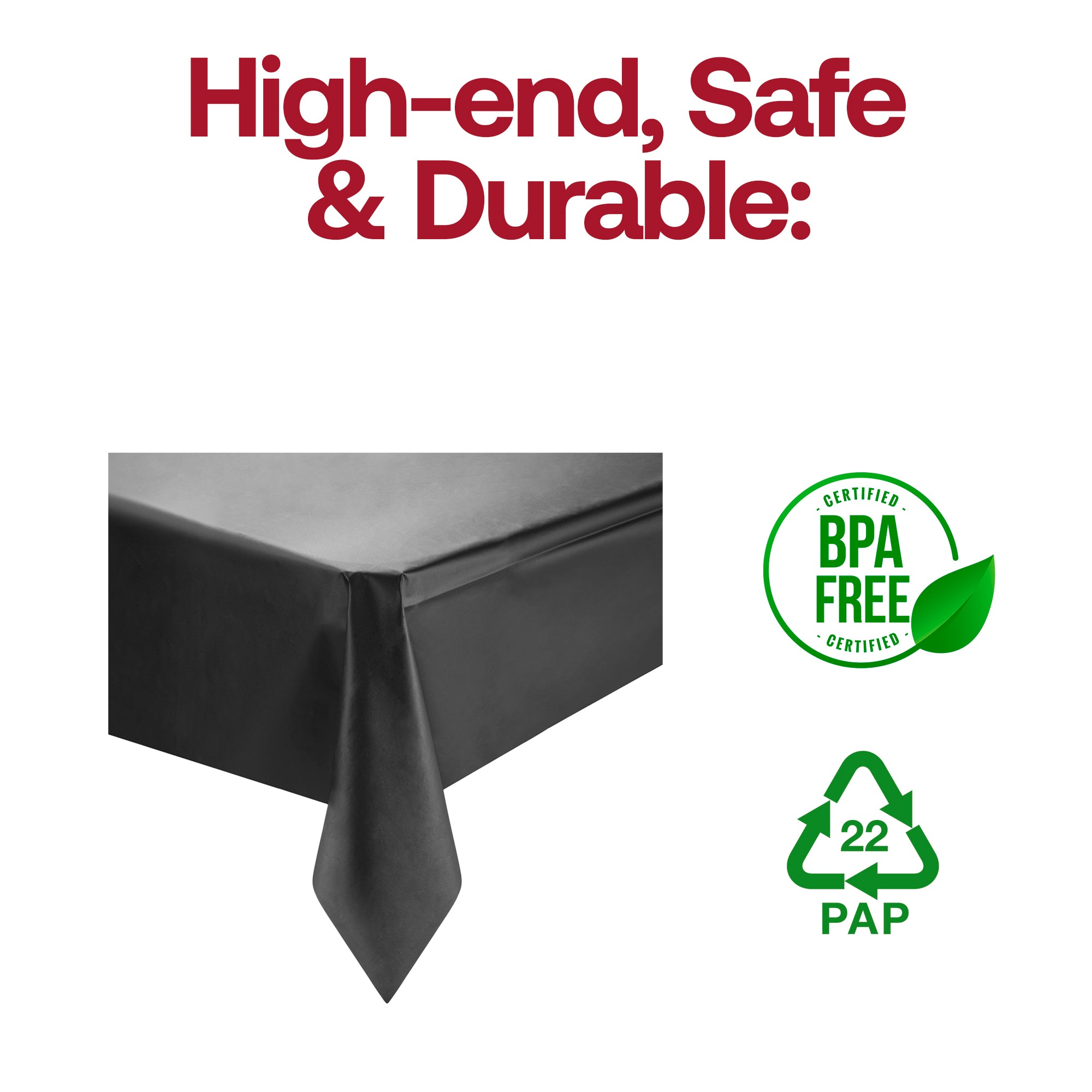 Black Rectangular Disposable Plastic Tablecloths (54" x 108")