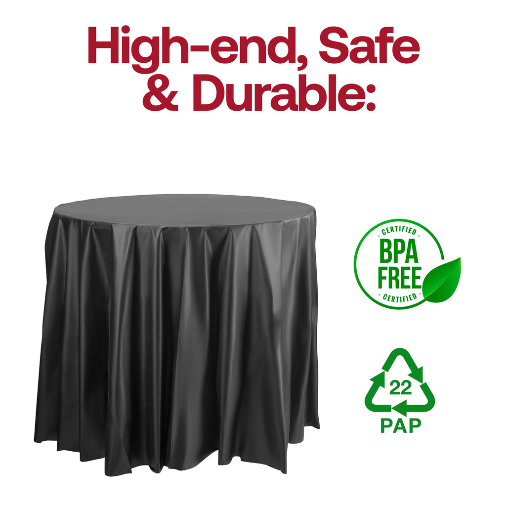 Black Round Disposable Plastic Tablecloths (84")