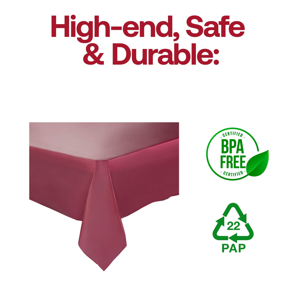 Burgundy Rectangular Disposable Plastic Tablecloths (54" x 108")