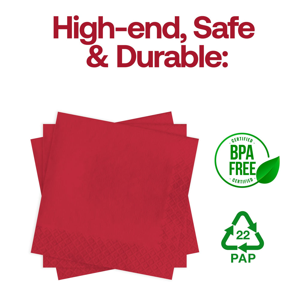 Classic Red Paper Beverage/Cocktail Napkins