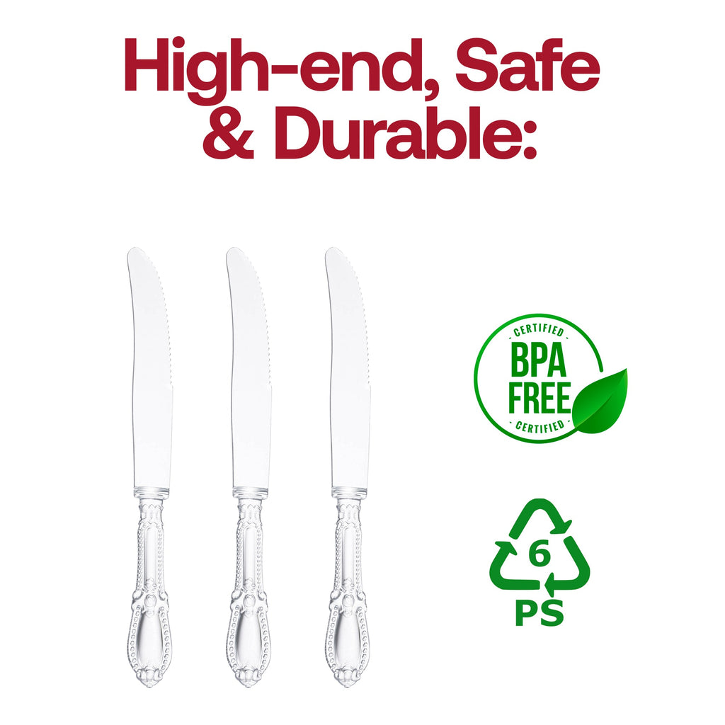 Clear Baroque Disposable Plastic Dinner Knives