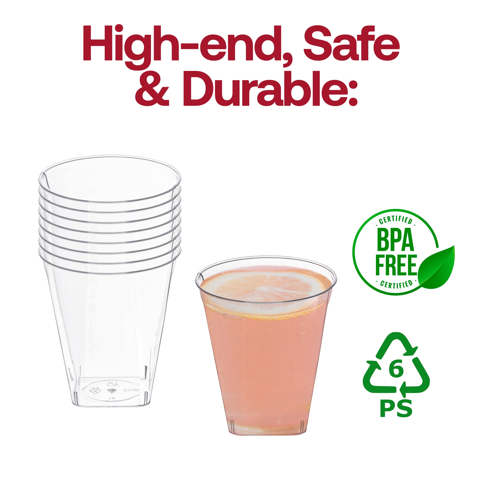 Clear Square Bottom Disposable Plastic Shot Cups (2 oz. )