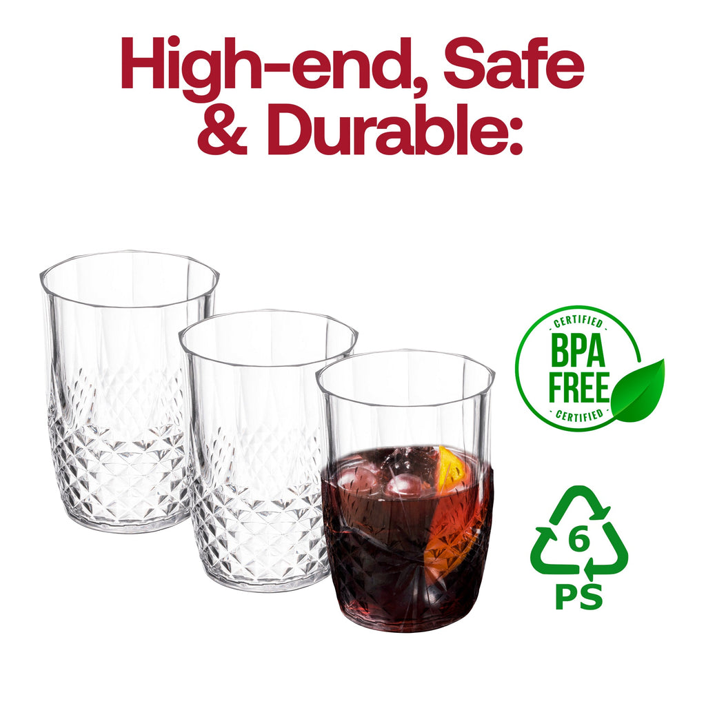 Clear Stripe Round Disposable Plastic Tumblers (16 oz. )