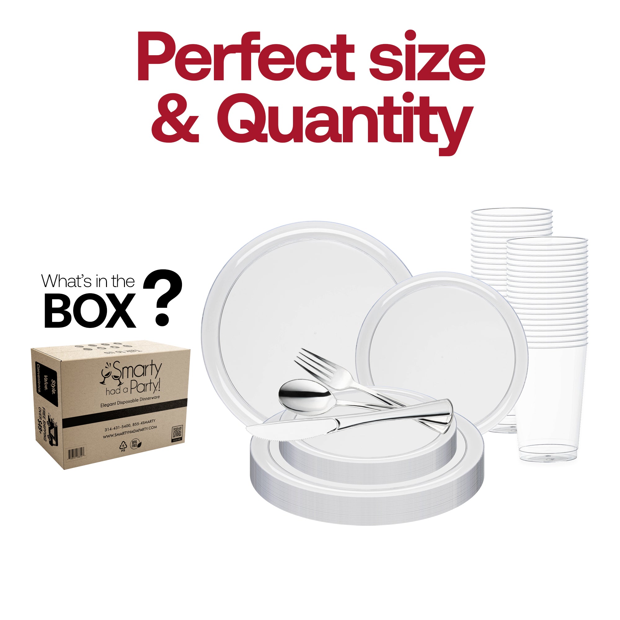 Clear Flat Round Disposable Plastic Wedding Value Set