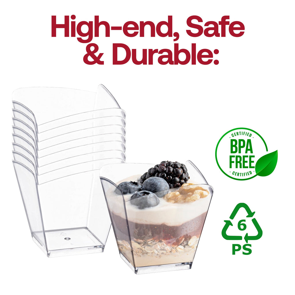 3.5 oz. Clear Small Square Disposable Plastic Cups