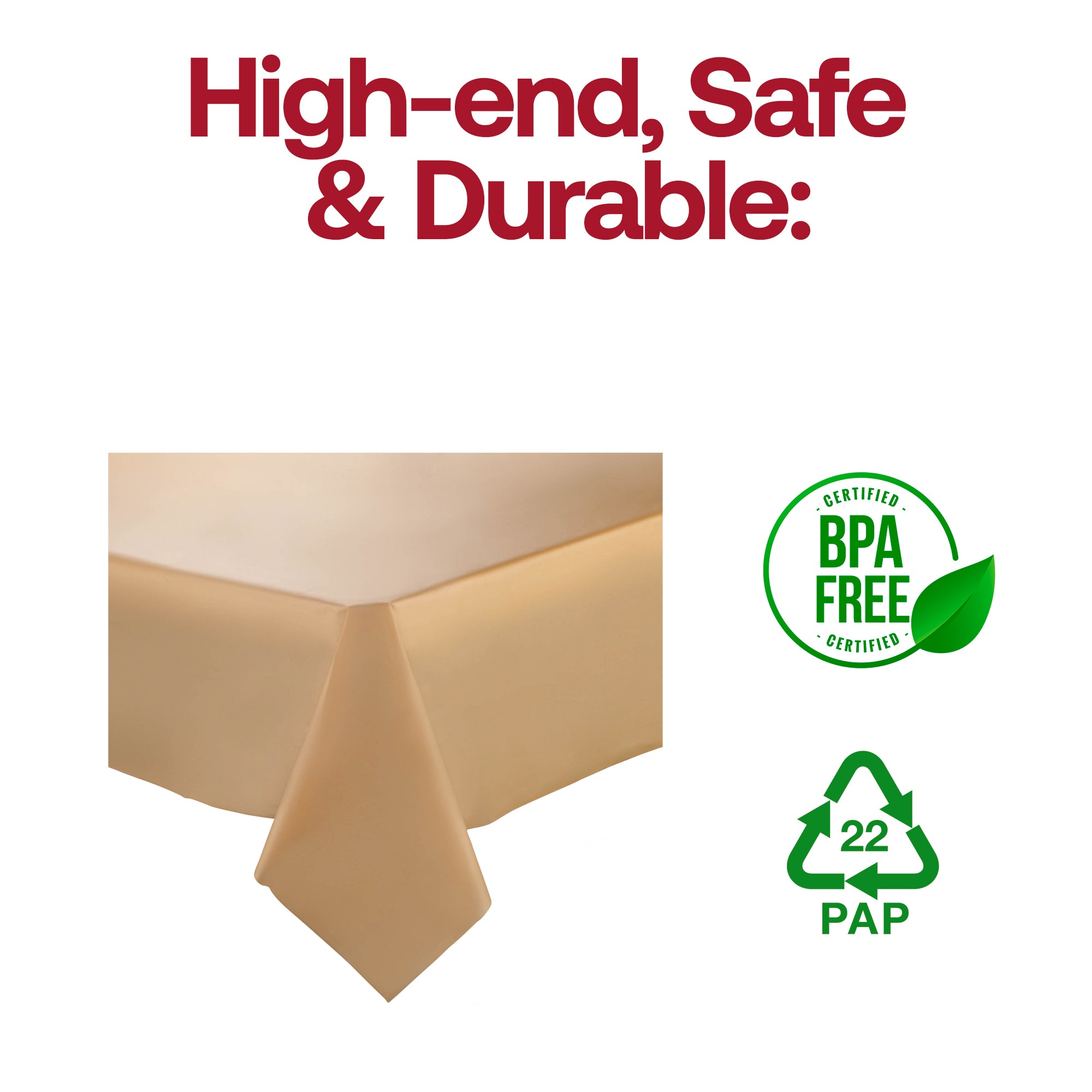 Gold Rectangular Disposable Plastic Tablecloths (54" x 108")