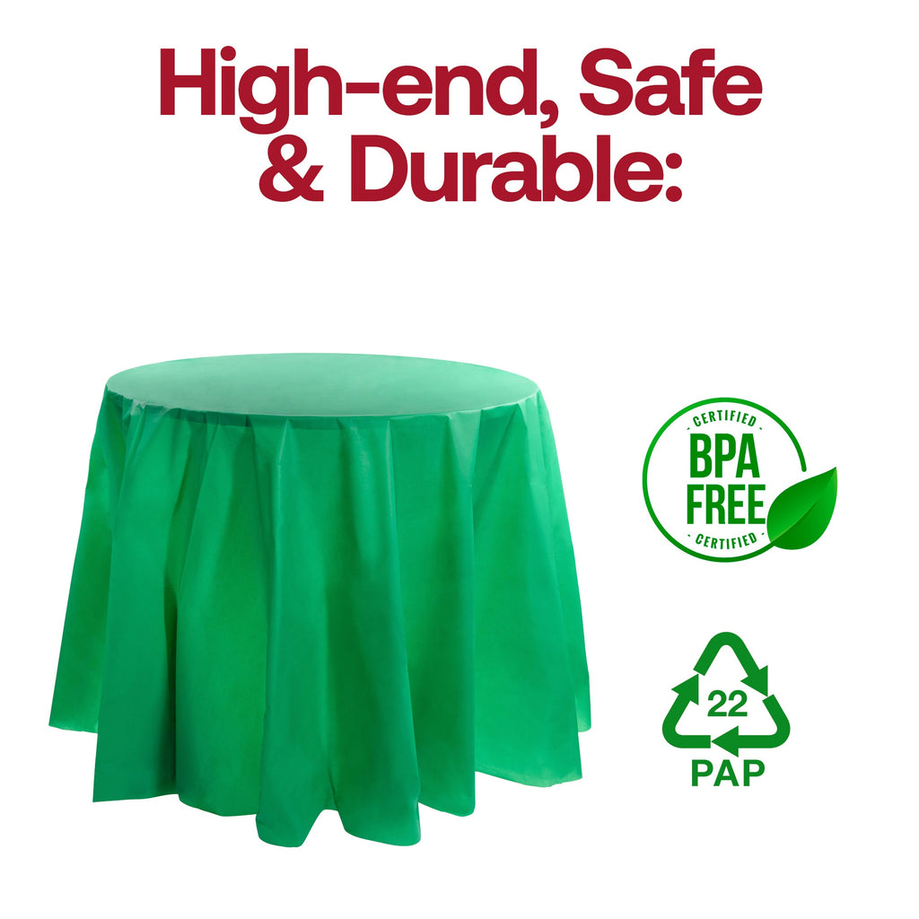Hunter Green Round Disposable Plastic Tablecloths (84")