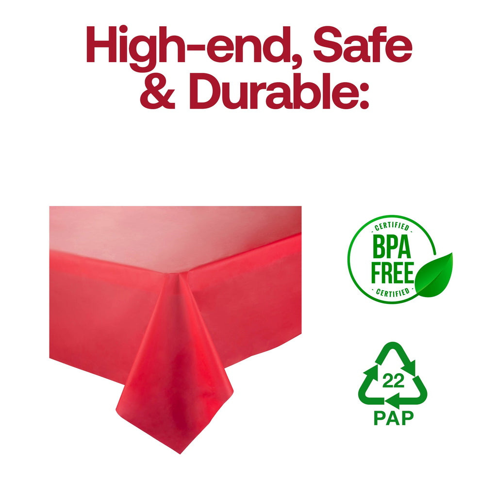 Red Rectangular Disposable Plastic Tablecloths (54" x 108")