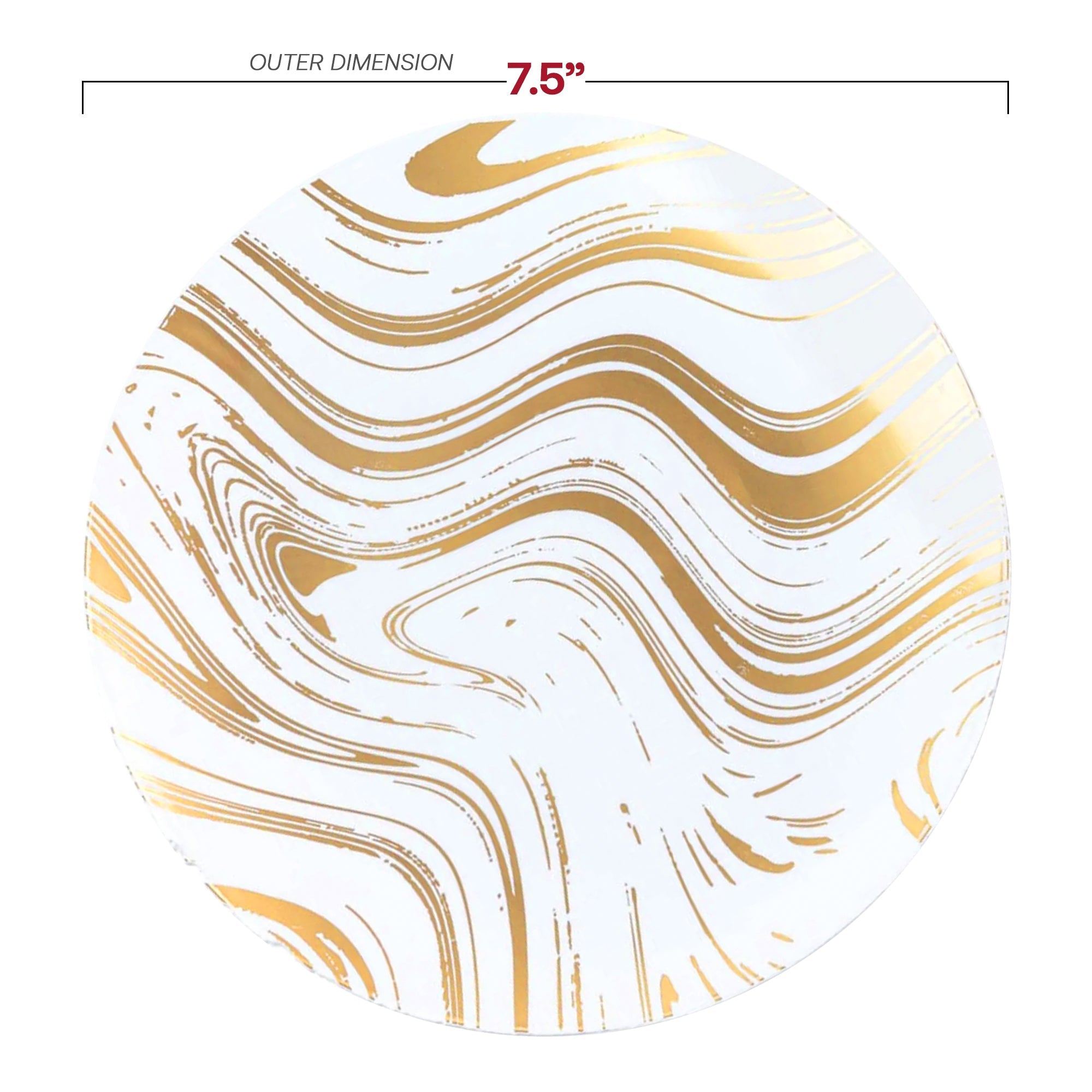 White with Gold Waves Plastic Appetizer/Salad Plates (7.5")