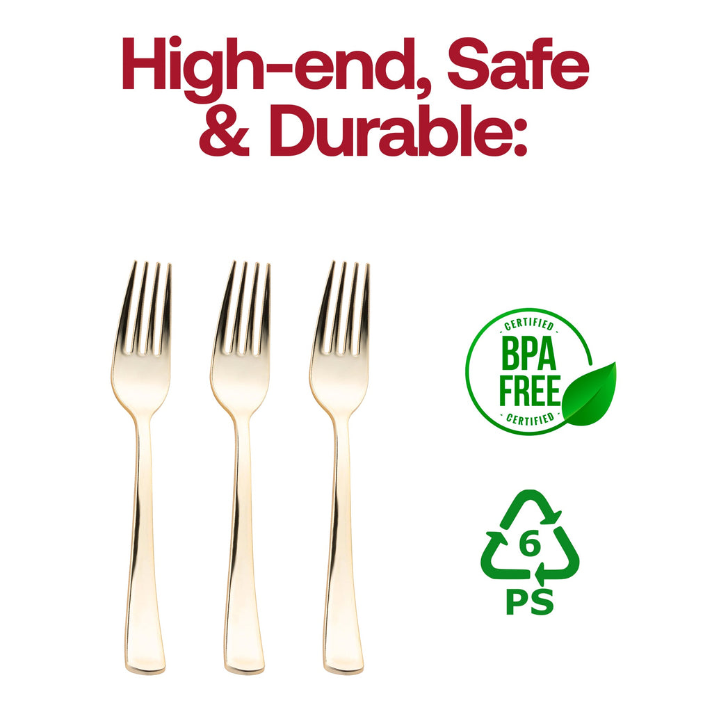 Shiny Metallic Gold Plastic Forks