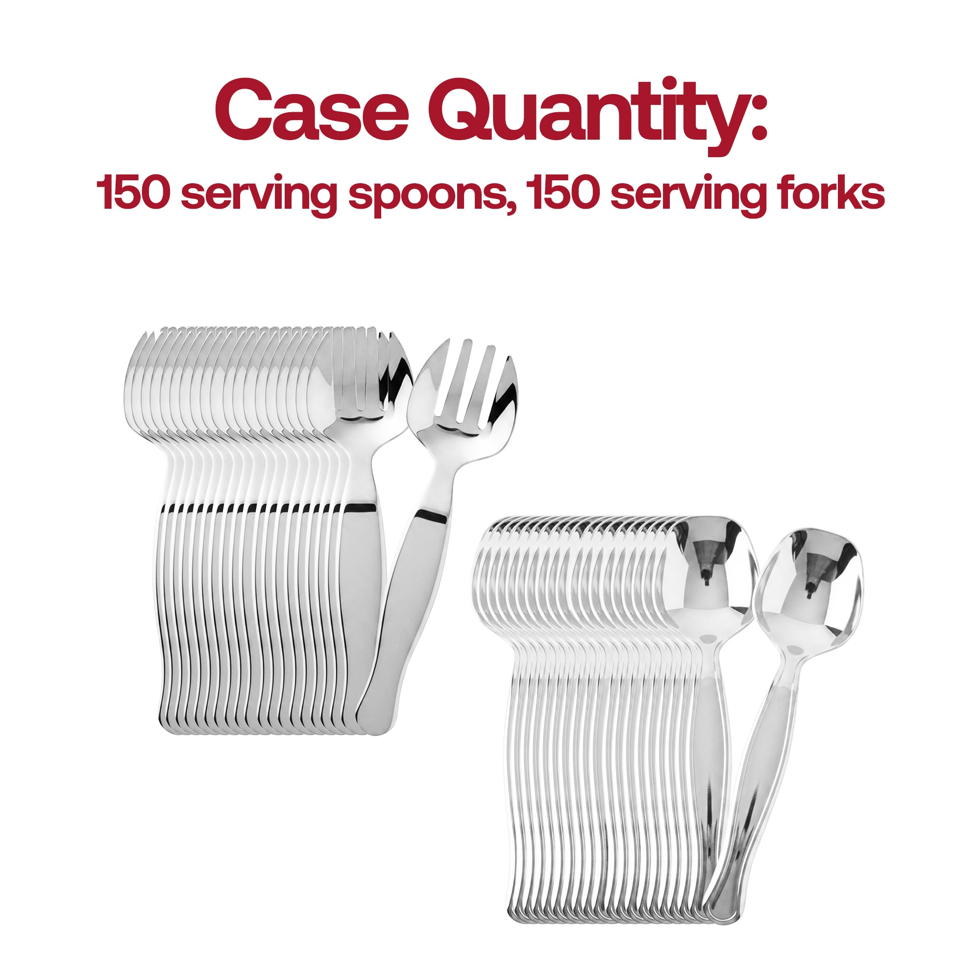 Silver Disposable Plastic Serving Flatware Set