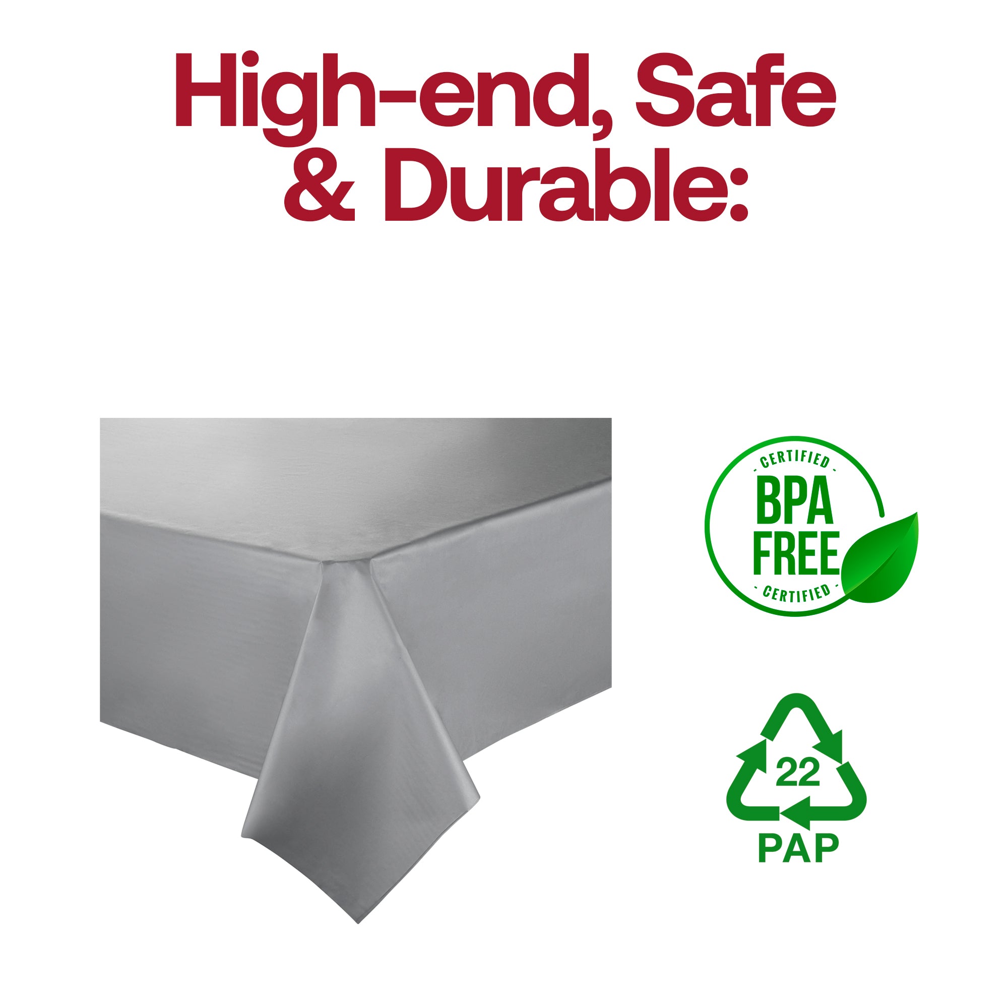 Silver Rectangular Disposable Plastic Tablecloths (54" x 108")