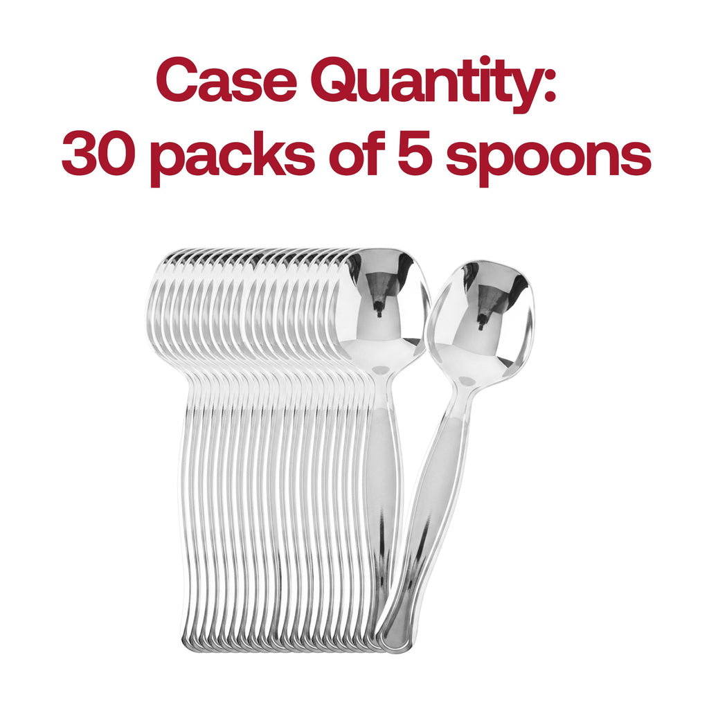 Silver Disposable Plastic Serving Spoons