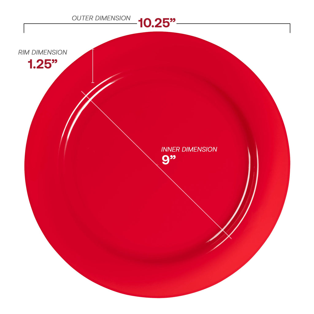 Solid Red Holiday Round Disposable Plastic Dinnerware Value Set