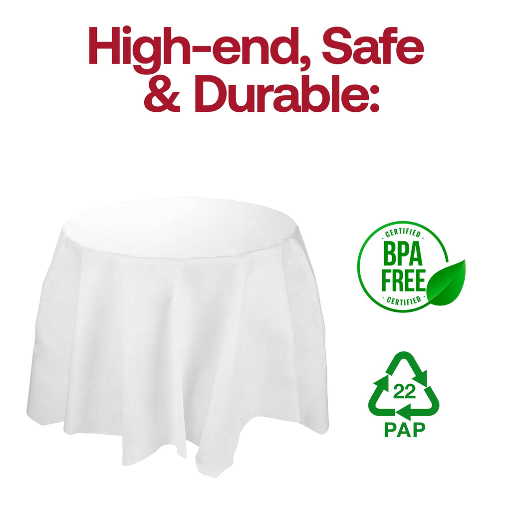 White Octy Round Linen-Like Tablecloths (82")