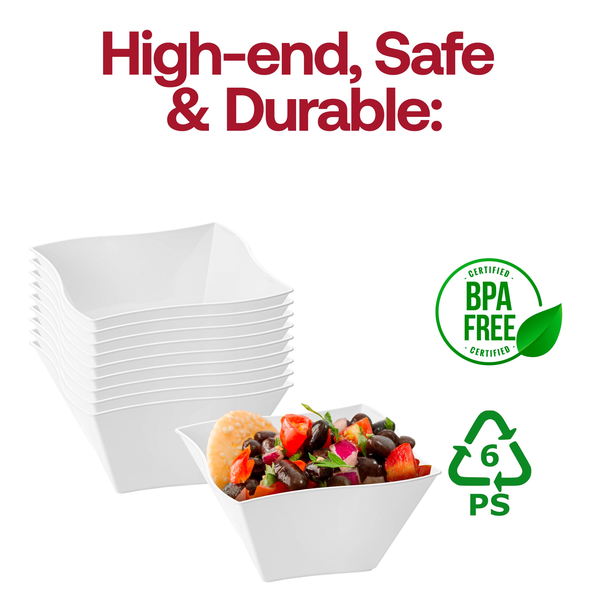 White Wave Plastic Soup Bowls (14 oz.)