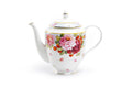 Peony and Strawberry Blue Bone China Teapot