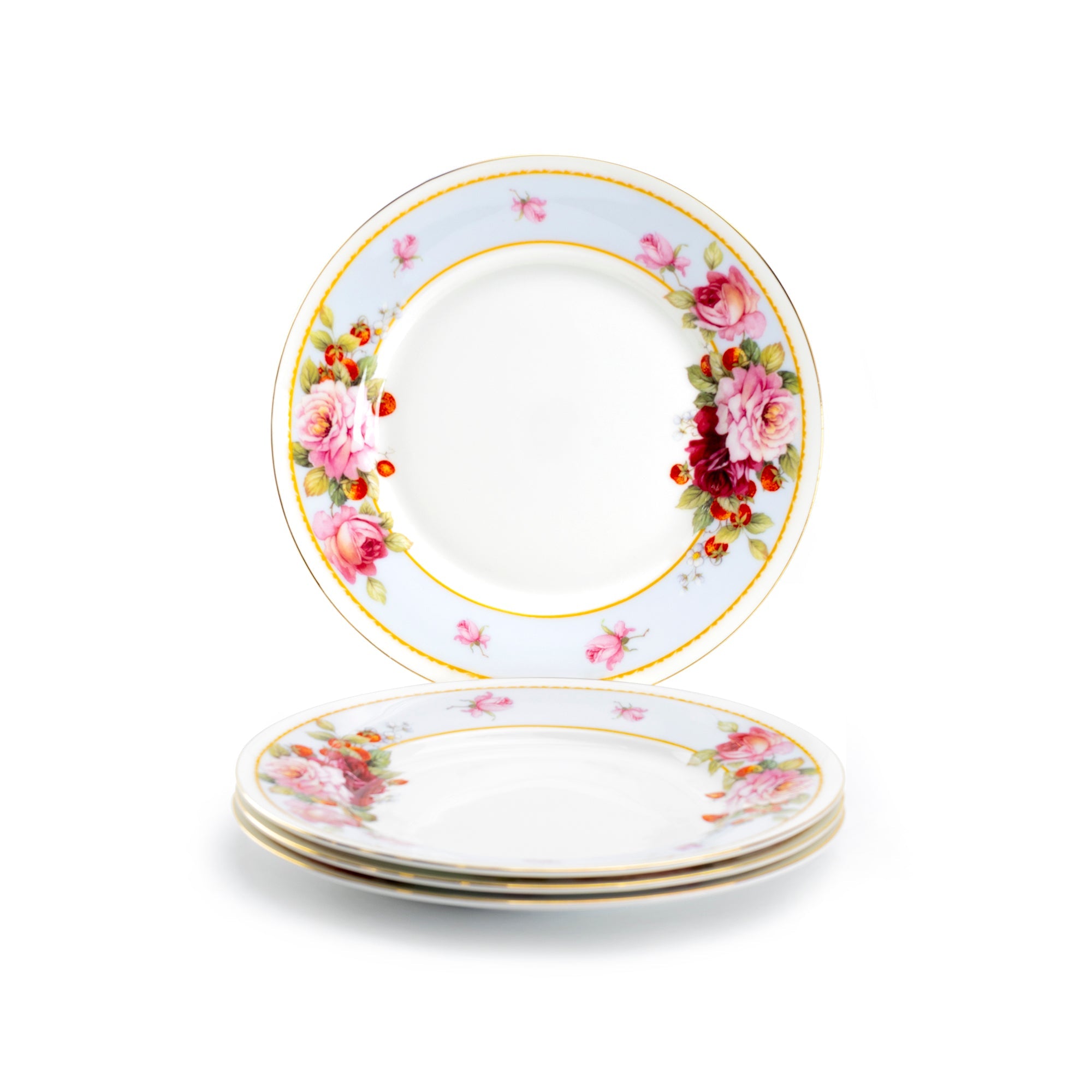 7.75" Peony and Strawberry Blue Bone China Dessert Plate