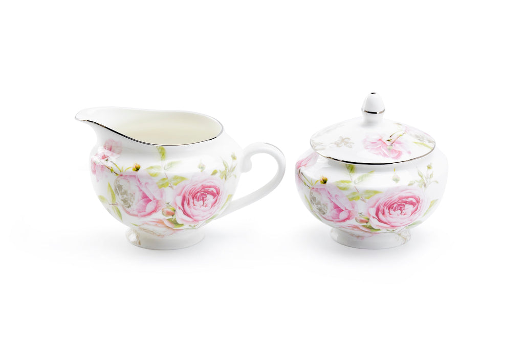 Beau Rose Bone China Sugar & Creamer Set