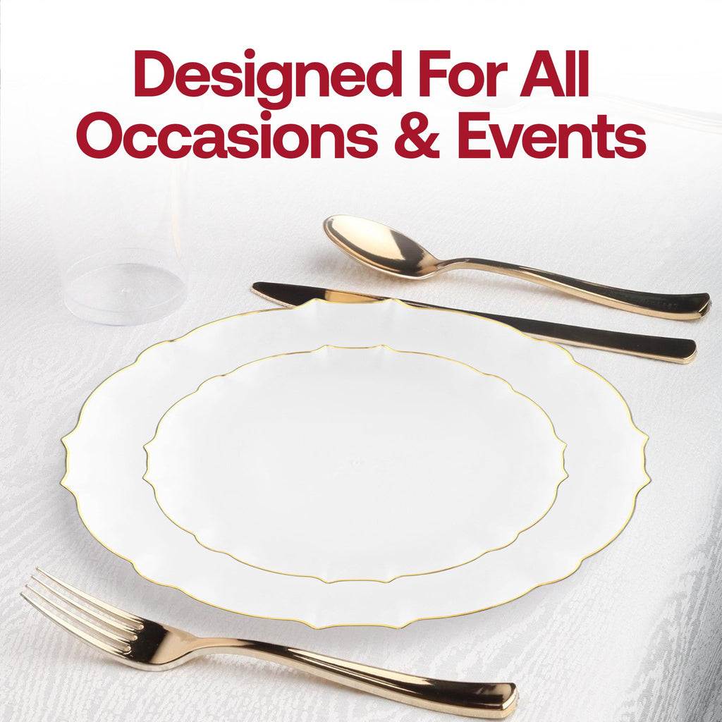 Clear with Gold Rim Round Lotus Plastic Wedding Value Set