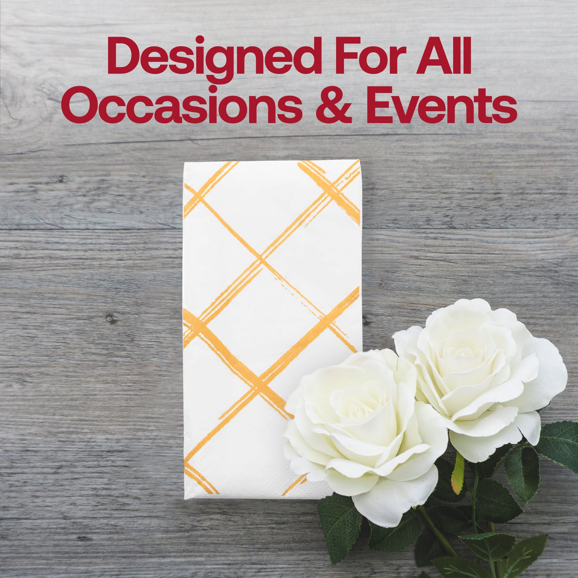 White with Gold Diamond Paper Dinner Napkins