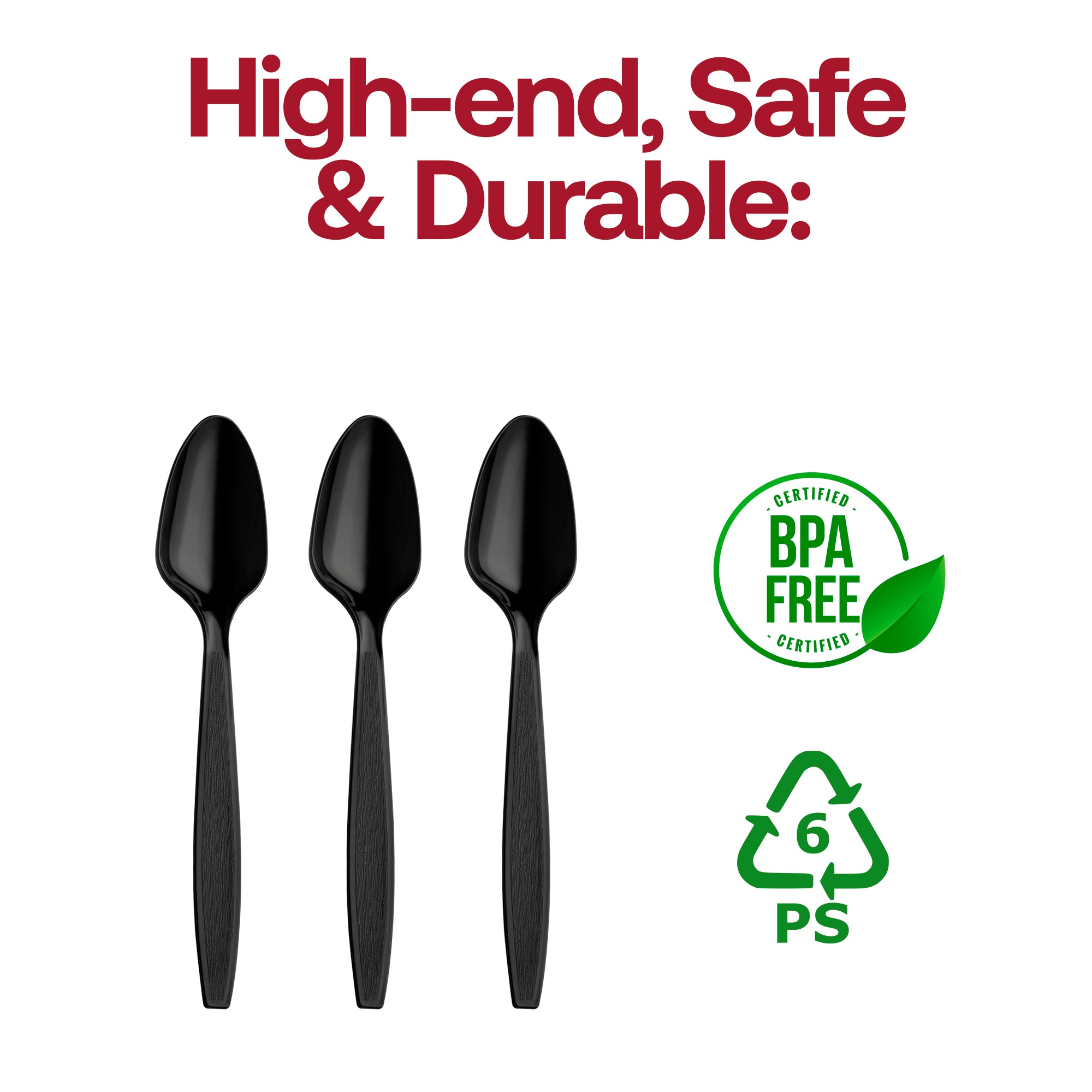 Black Plastic Disposable Spoons