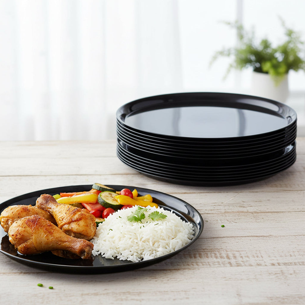 14" Black Round Plastic Trays