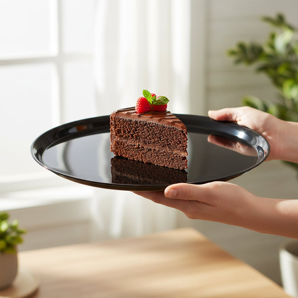 18" Black Round Plastic Trays