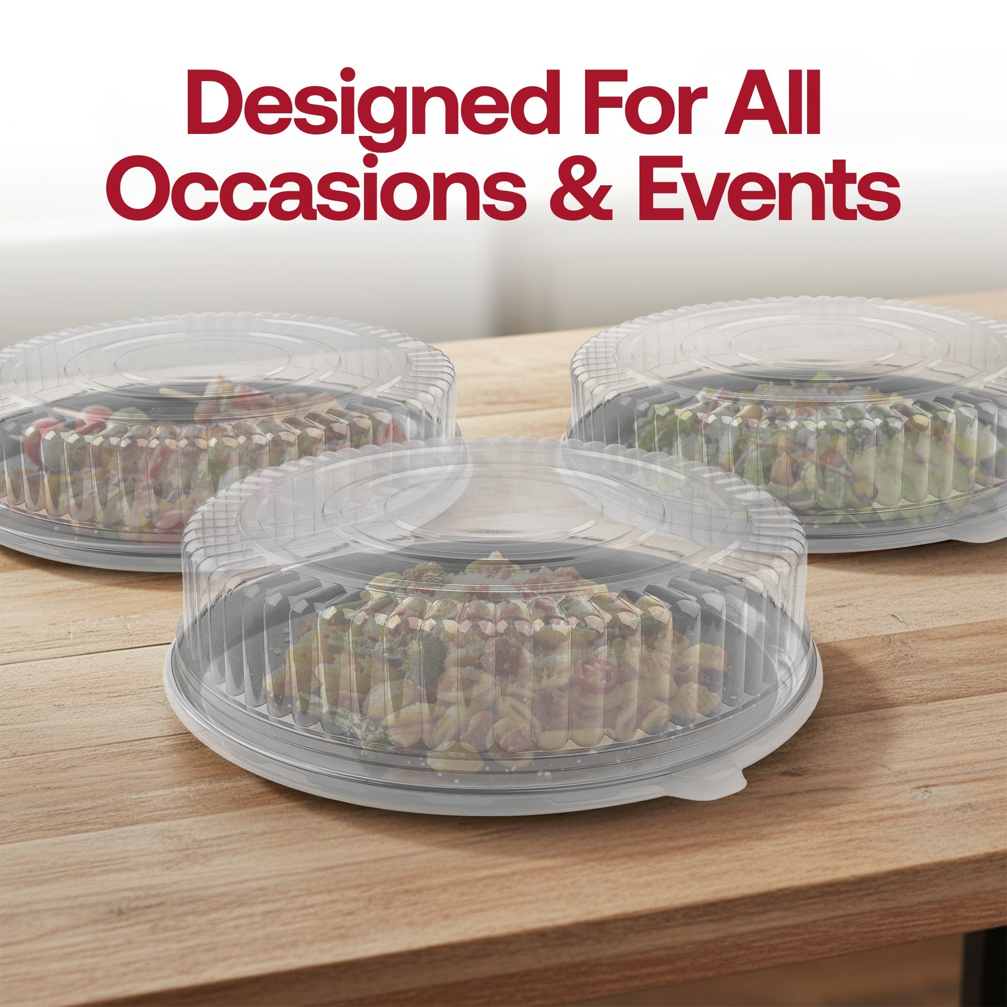 16" Black Round Plastic Trays with Lids