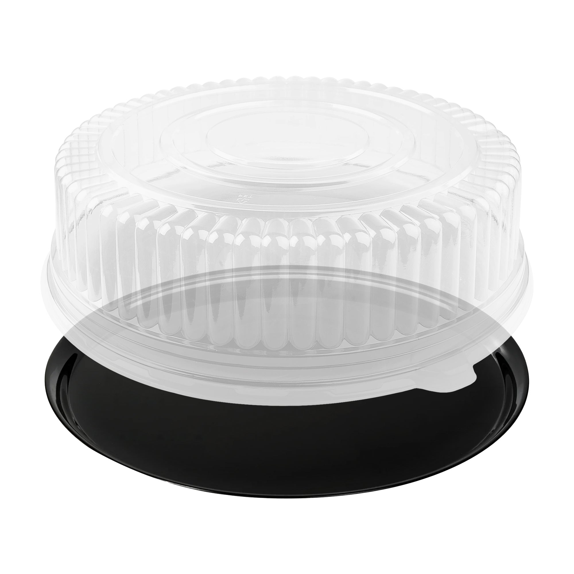 12" Black Round Plastic Trays with Lids