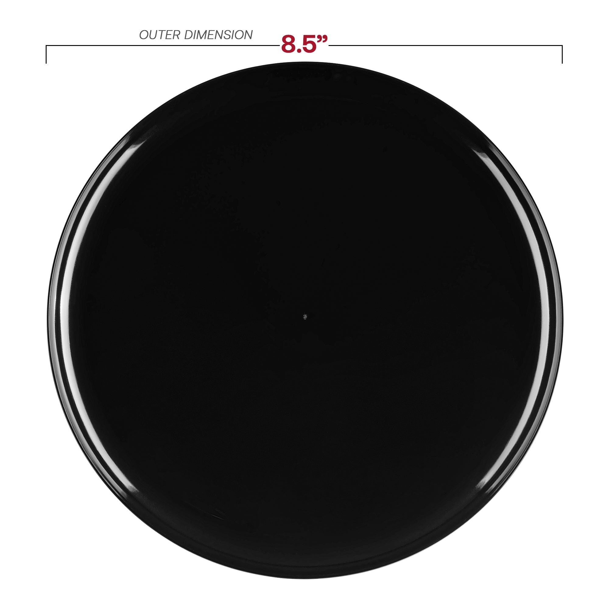 Black Flat Round Disposable Plastic Appetizer/Salad Plates (8.5")
