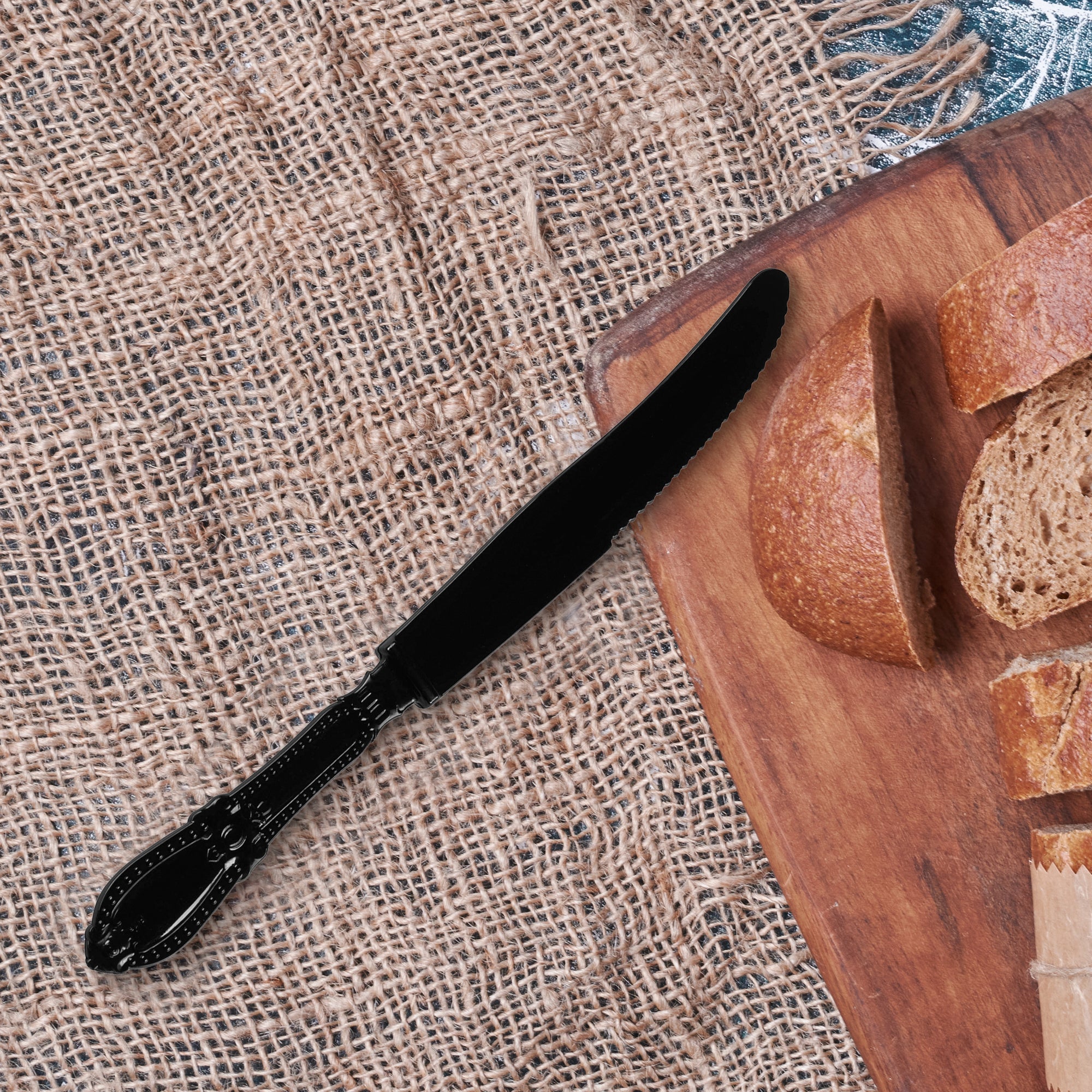 Black Baroque Disposable Plastic Dinner Knives