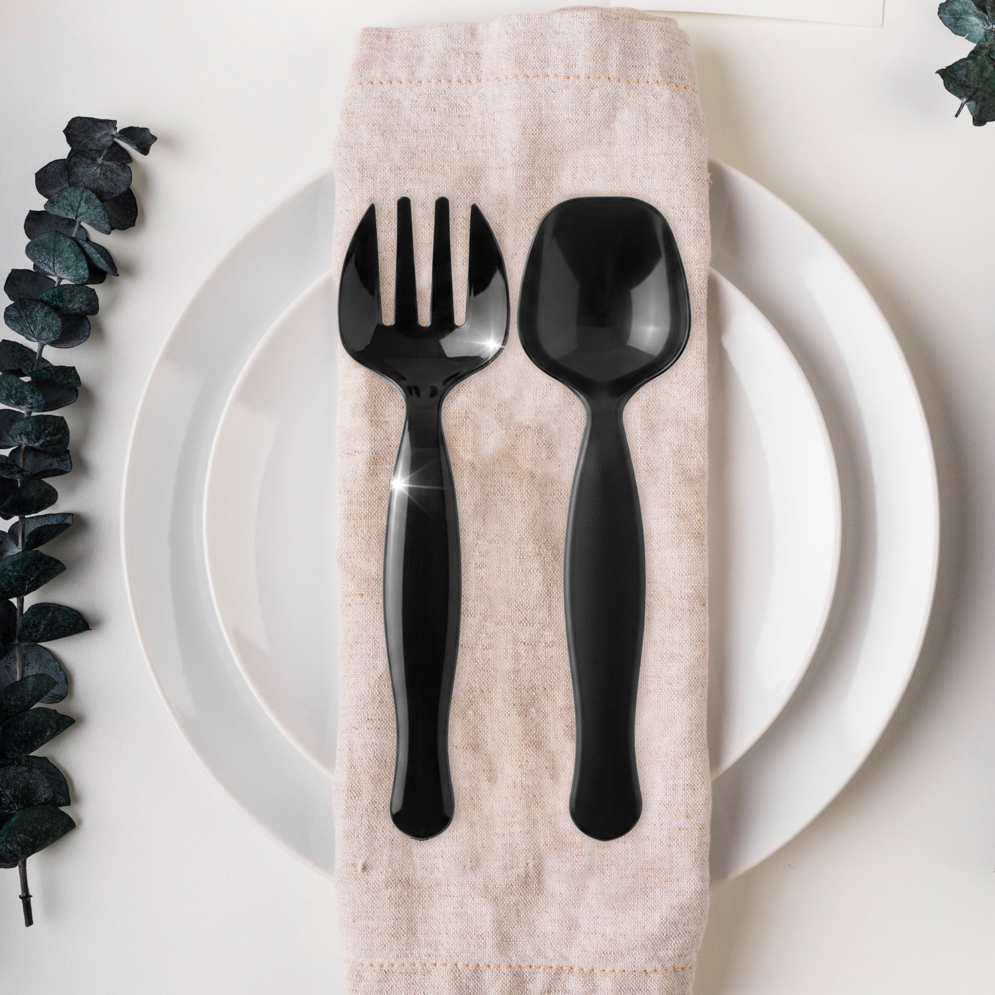 Black Disposable Plastic Serving Flatware Set