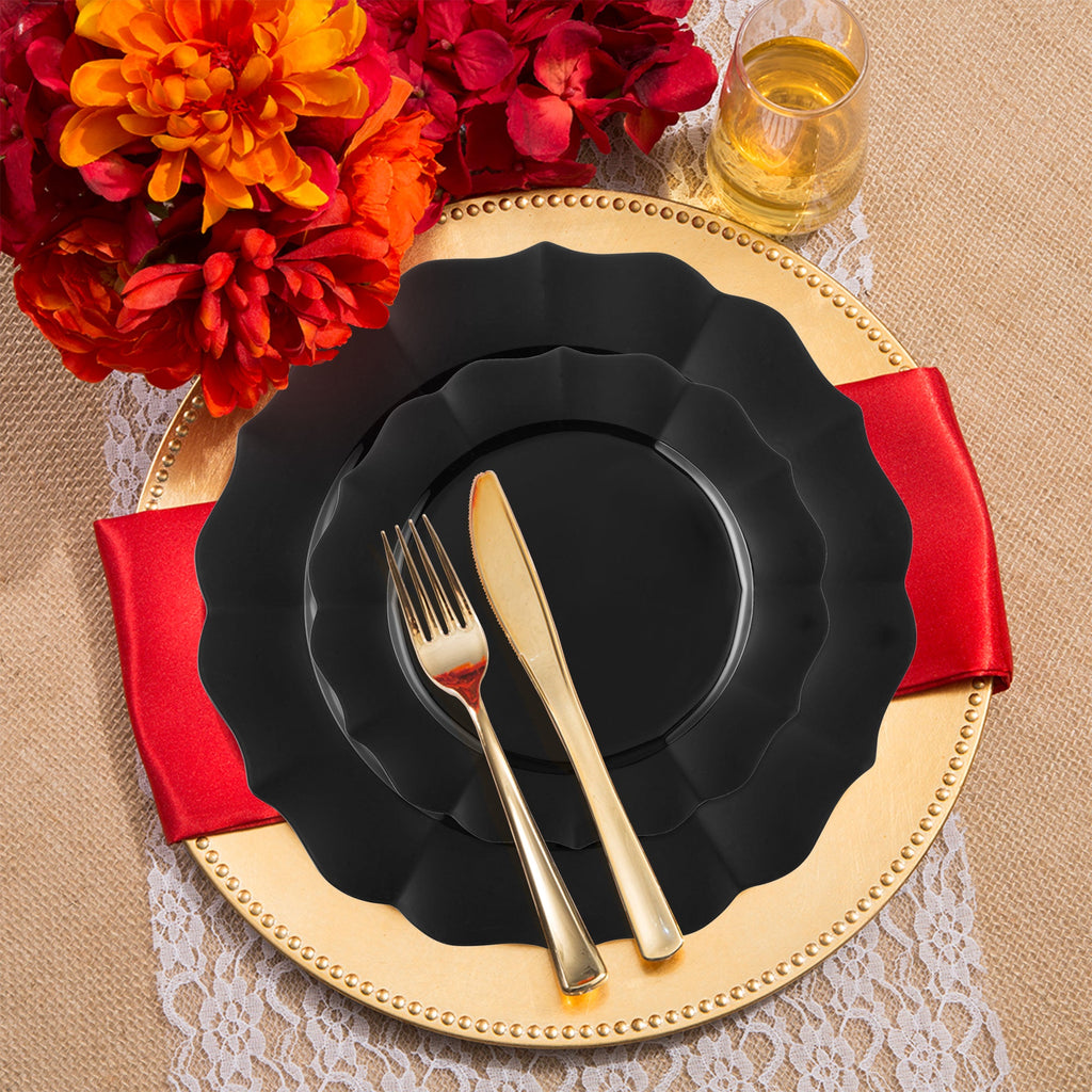 Black Round Lotus Plastic Wedding Value Set