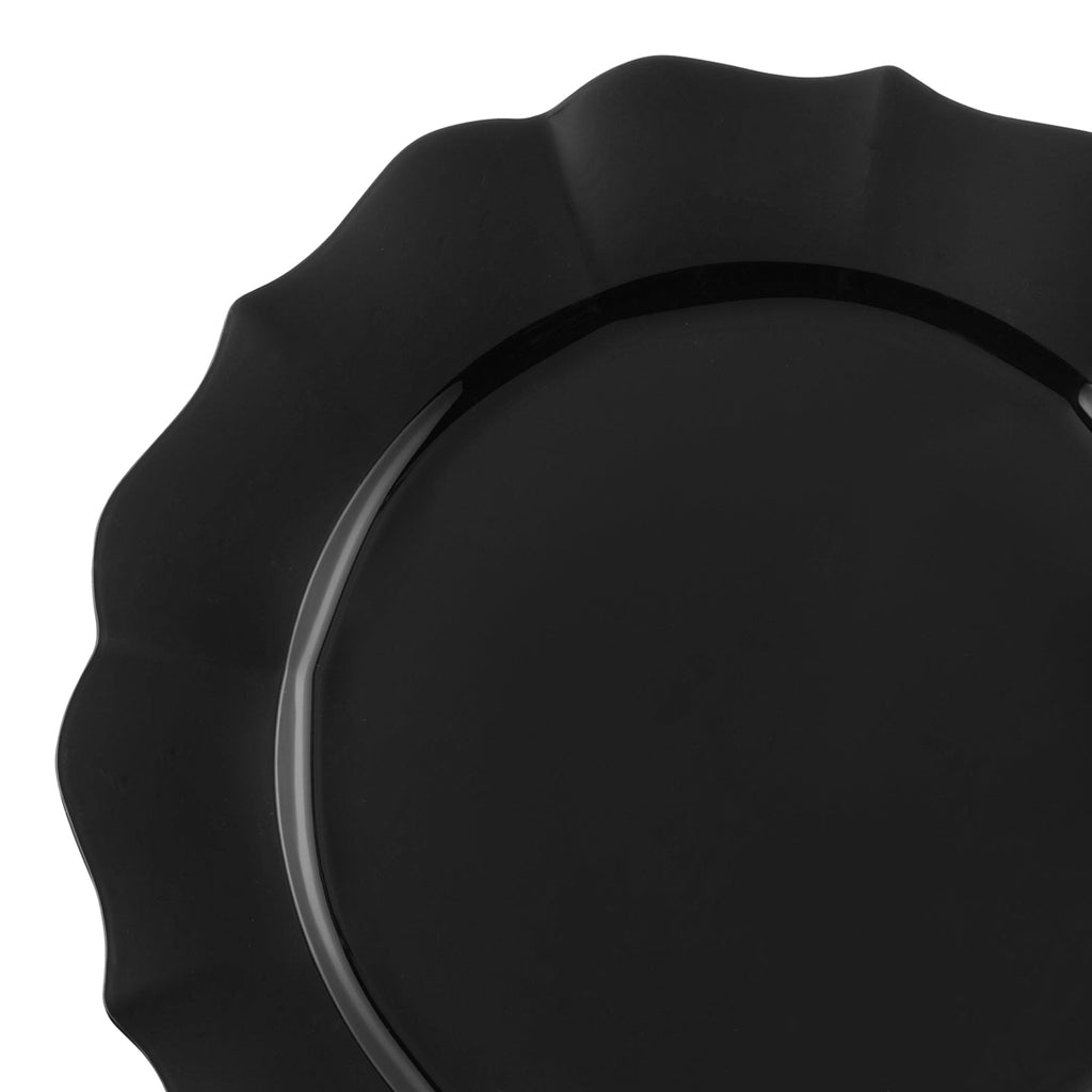 Black Round Lotus Plastic Dinner Plates (10.25")