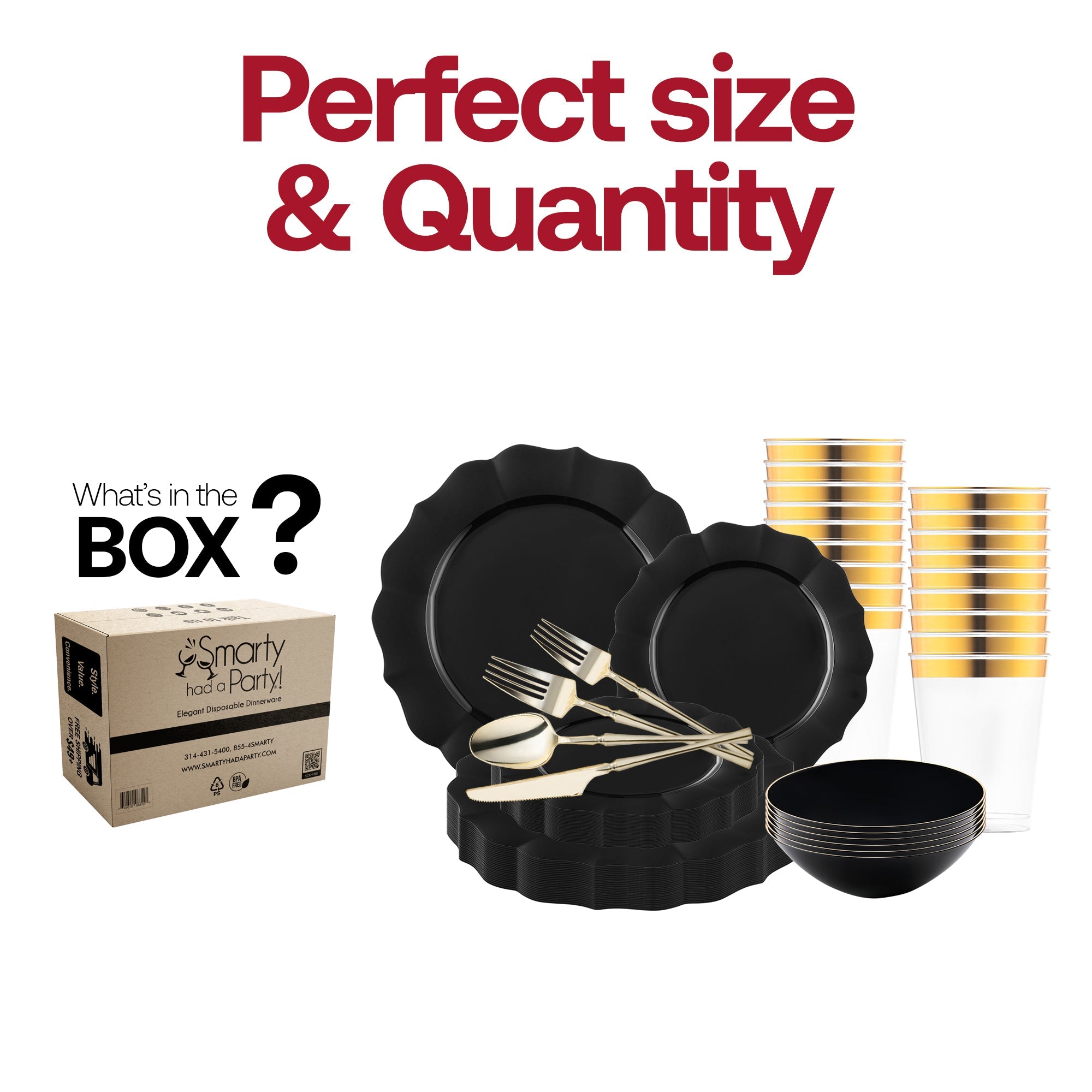 Black Round Lotus Plastic Tableware Set