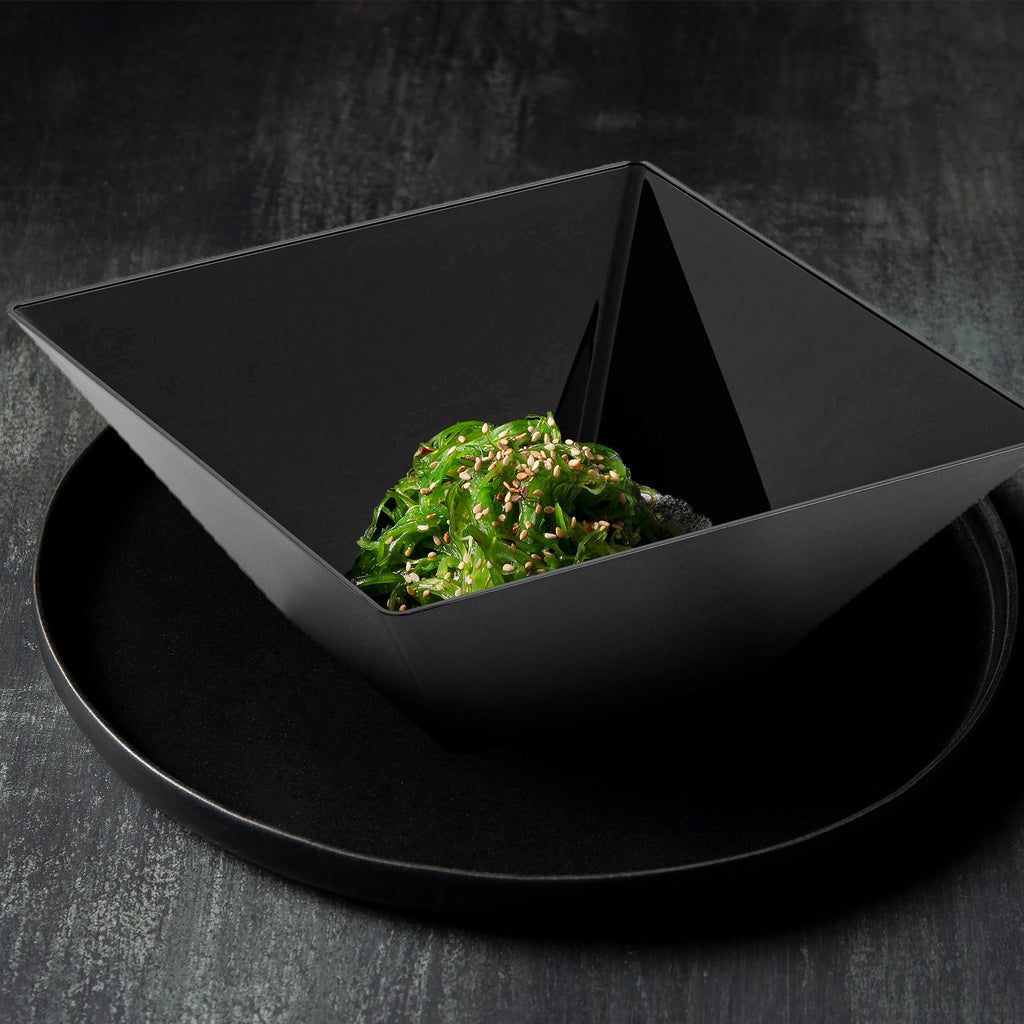 Black Square Plastic Serving Bowls (3 qt.)